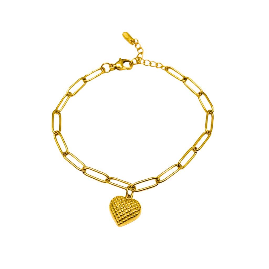 Golden Heart Charm Link Bracelet - Ruposhree