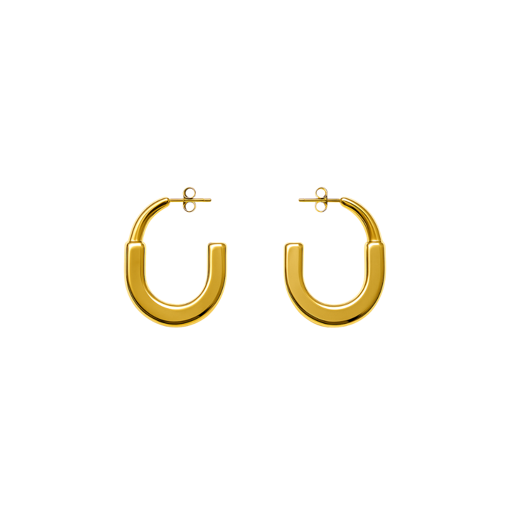 Bold U-Shaped Gold Hoop Earrings - Ruposhree