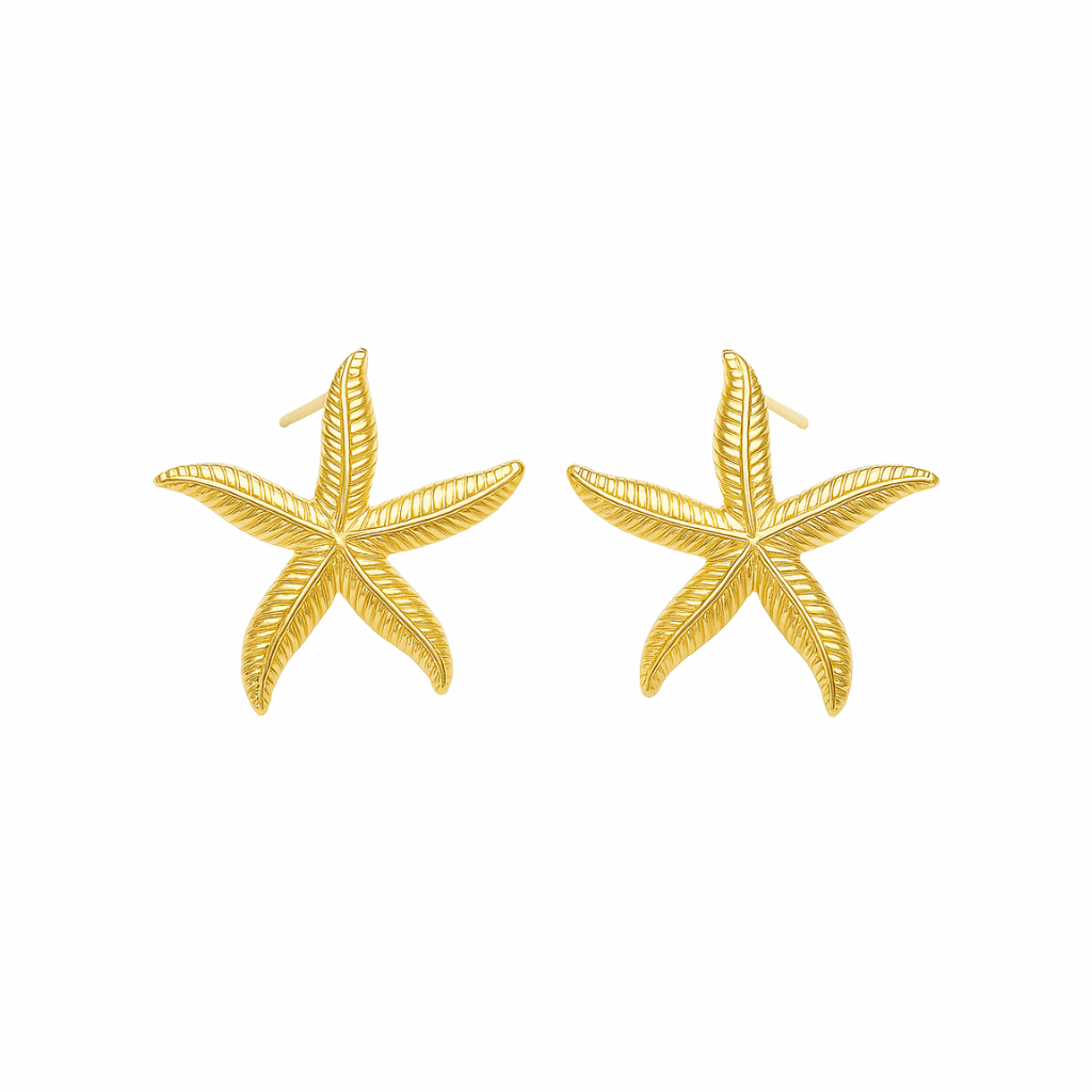 Golden Starfish Stud Earrings - Ruposhree