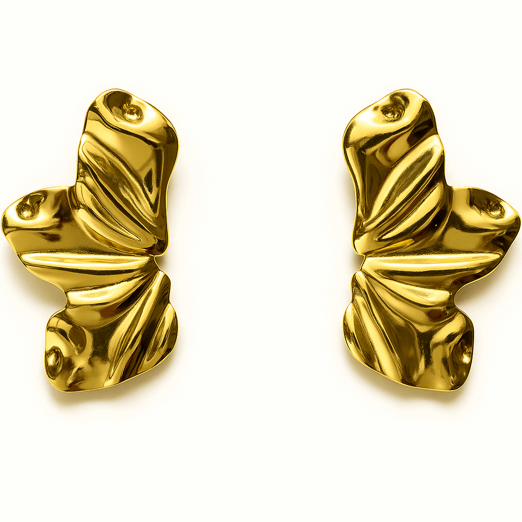 Abstract Wave Gold Earrings π | Modern Minimal Statement Jewelry