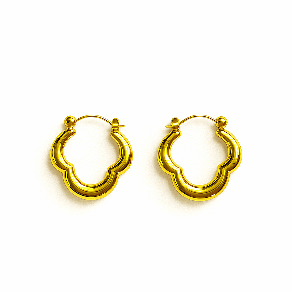 Cloud Contour Gold Hoop Earrings β Whimsical Elegance