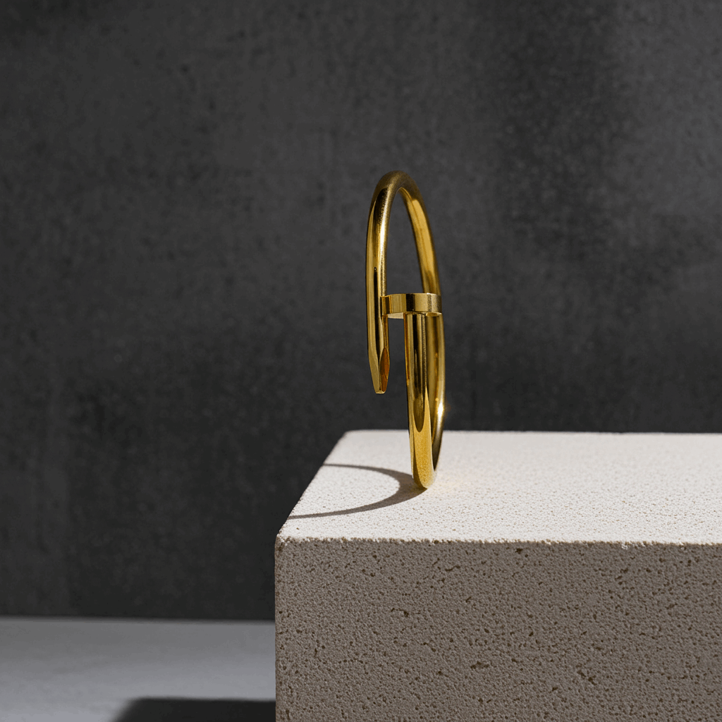 Golden Nail Head Bangle – Minimalist Luxe Statement Bracelet - Ruposhree