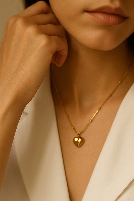 Golden Embrace Heart Pendant Necklace - 18K Gold Plated