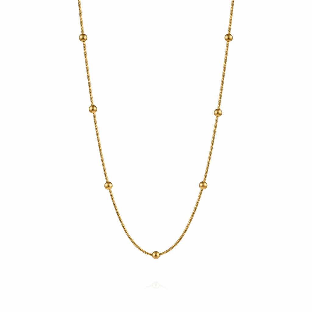 Golden Beaded Snake Chain Necklace