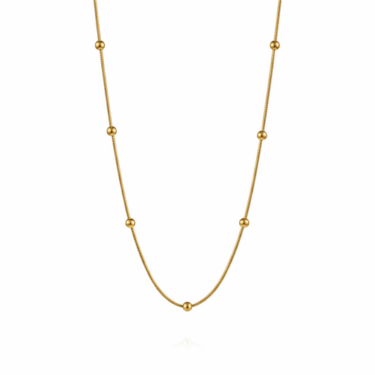Golden Beaded Snake Chain Necklace
