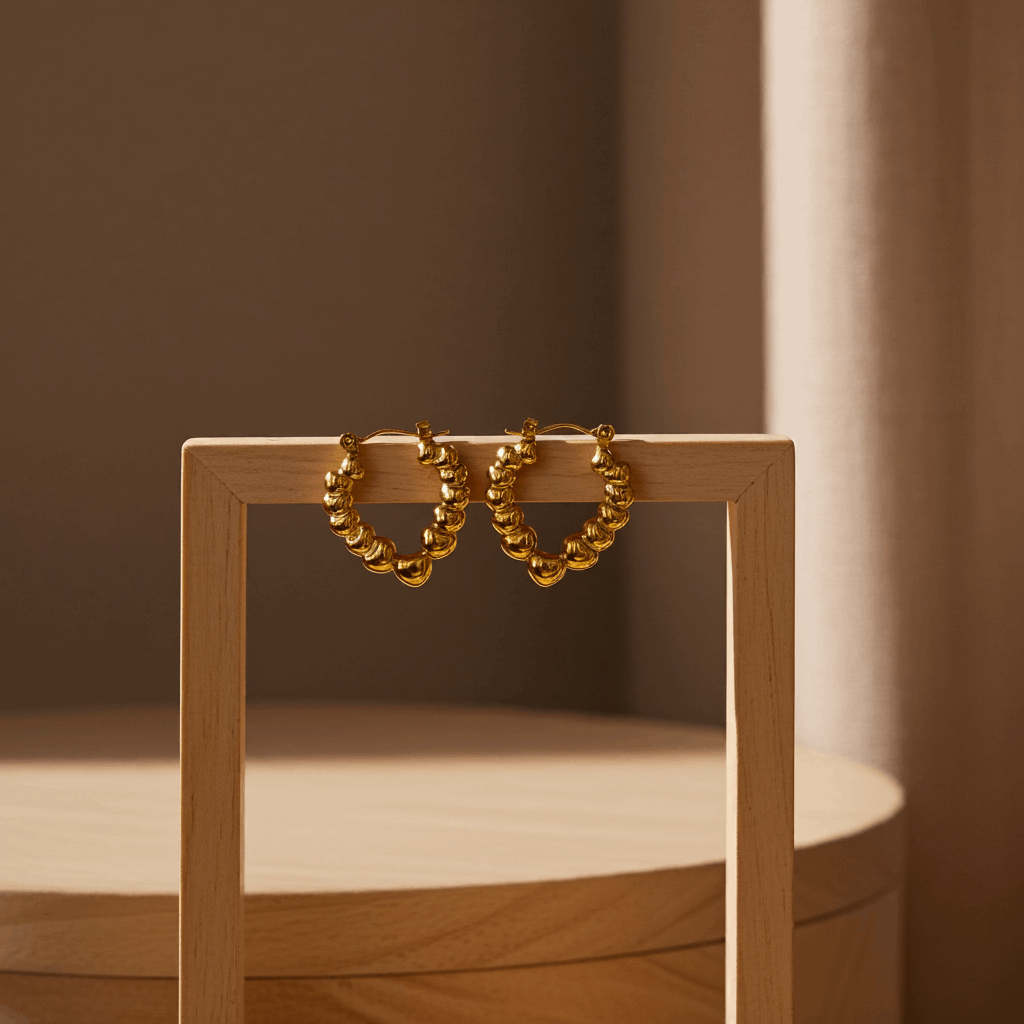Golden Heart Chain Hoop Earrings – Love in Loops - Ruposhree