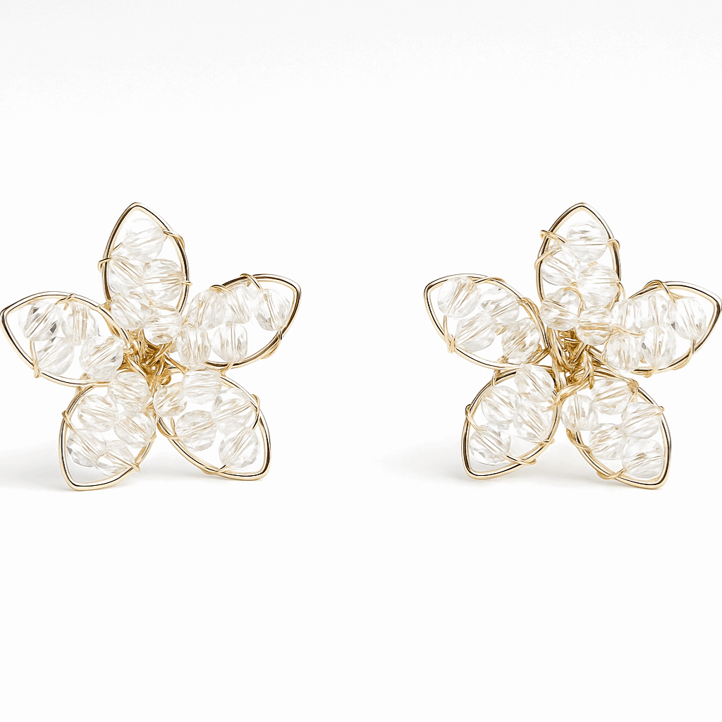 Crystal Bloom Earrings – Handcrafted Floral Elegance