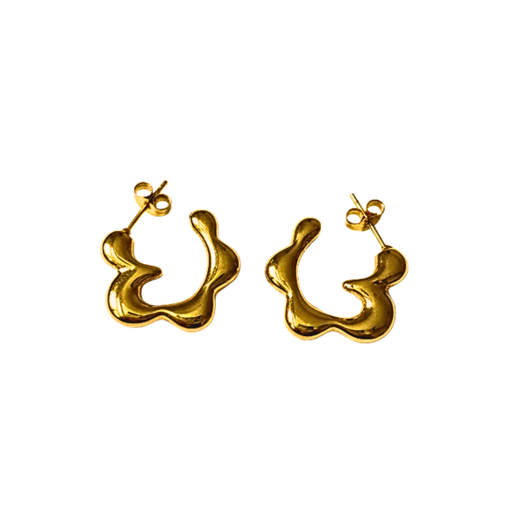 Abstract Liquid Gold Earrings – Fluid & Bold Elegance - Ruposhree