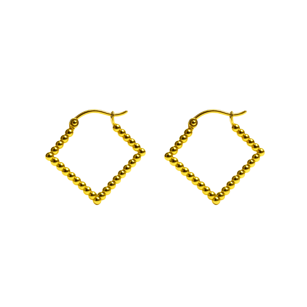 Beaded Diamond Hoop Earrings - Ruposhree