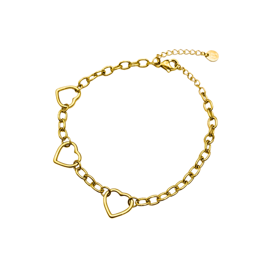 Golden Triple Heart Chain Bracelet – Dainty Everyday Jewelry - Ruposhree