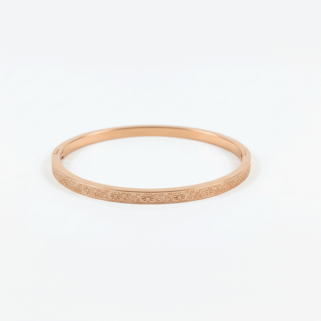 Elegant Rose Gold Floral Bangle - Minimalist Jewelry