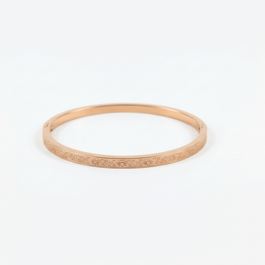 Elegant Rose Gold Floral Bangle - Minimalist Jewelry
