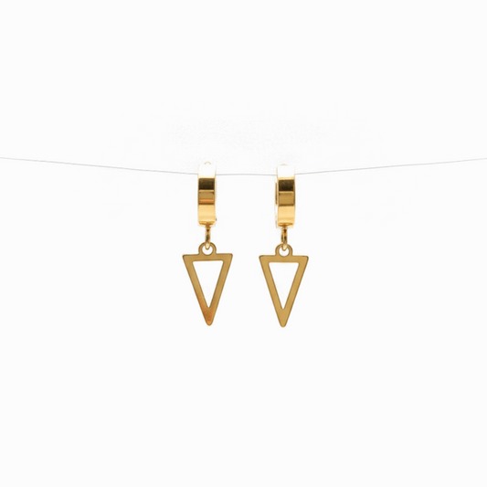 Golden Geometric Triangle Hoop Earrings for Chic Everyday Style