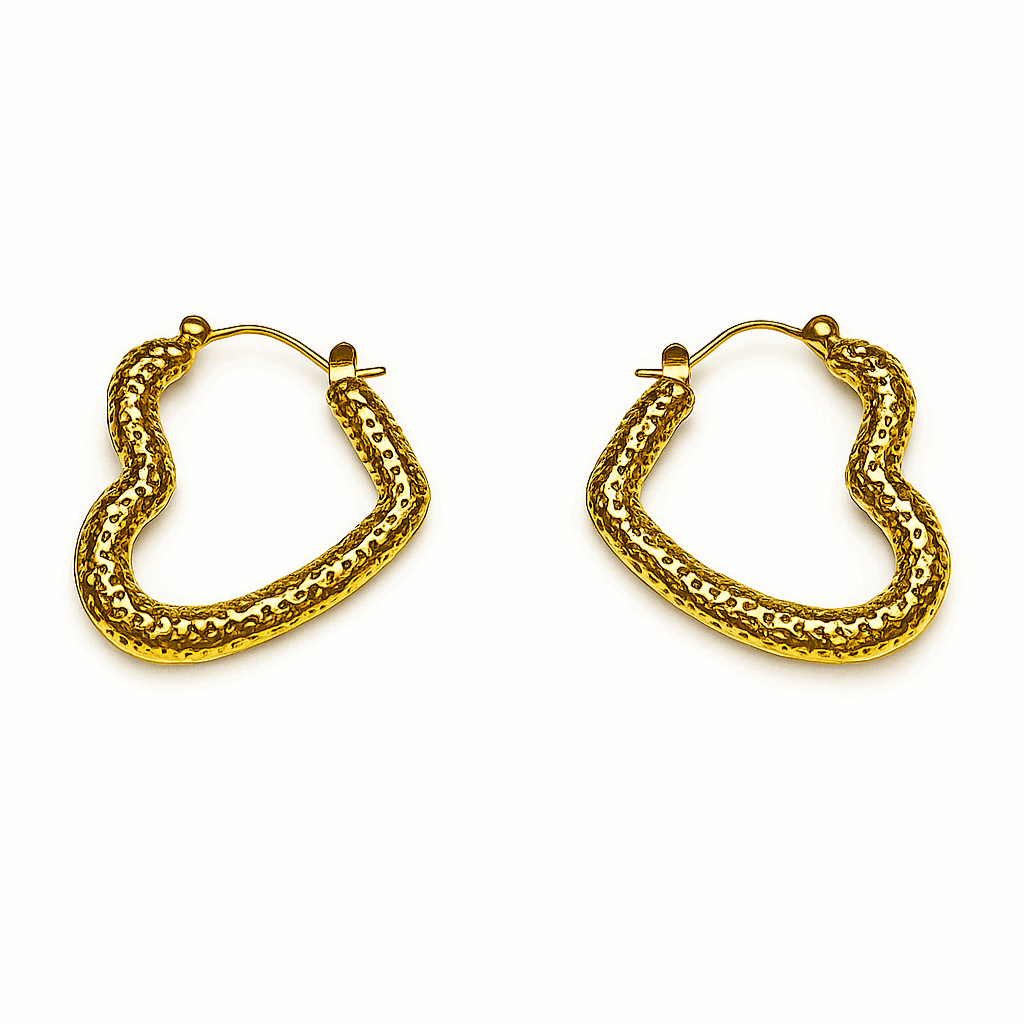 Molten Gold Hammered Hoop Earrings – Textured Elegance - Ruposhree