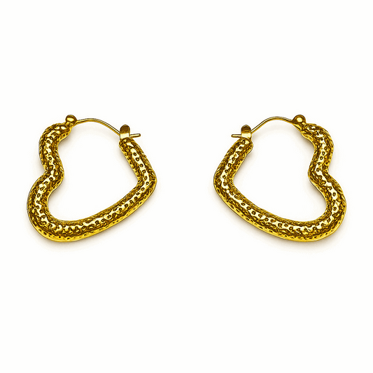 Molten Gold Hammered Hoop Earrings – Textured Elegance - Ruposhree