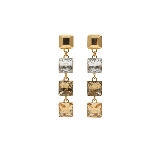 Geometric Ombre Crystal Drop Earrings - Ruposhree