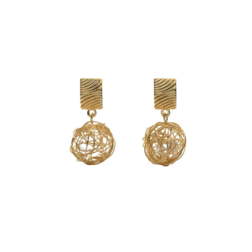 Gold toned dangle earrings - Ruposhree