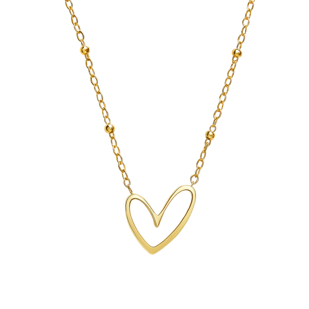 Golden Open Heart Pendant Necklace – Minimal Love - Ruposhree