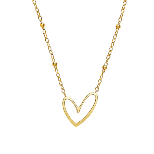 Golden Open Heart Pendant Necklace – Minimal Love - Ruposhree