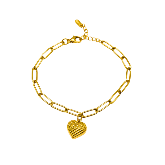 Golden Heart Charm Link Bracelet - Ruposhree