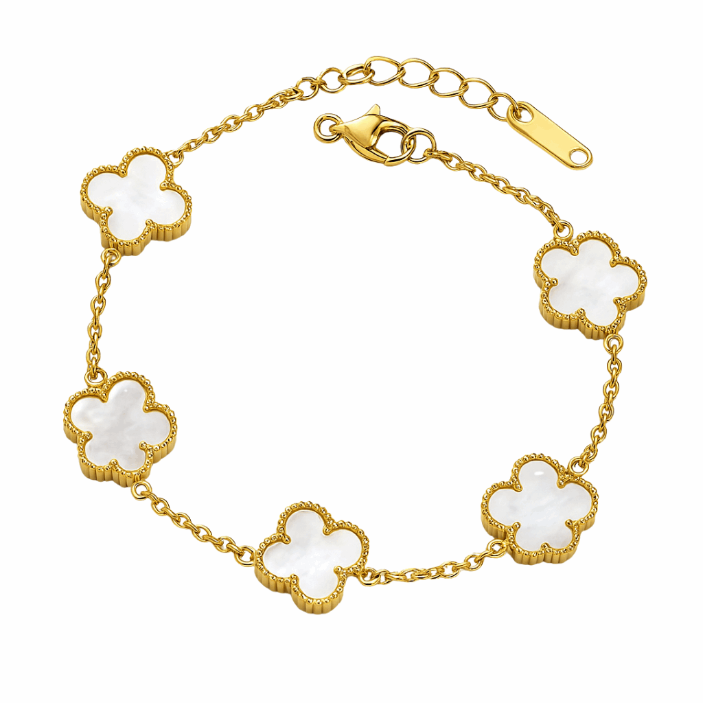 White Clover Link Bracelet – Gold Finish - Ruposhree