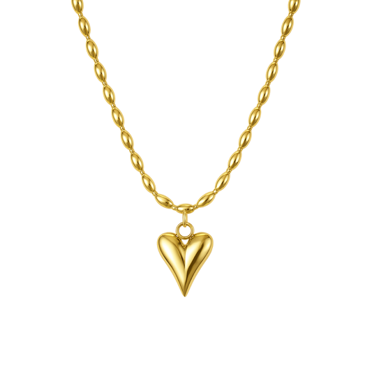 Gold Puffed Heart Pendant - Ruposhree