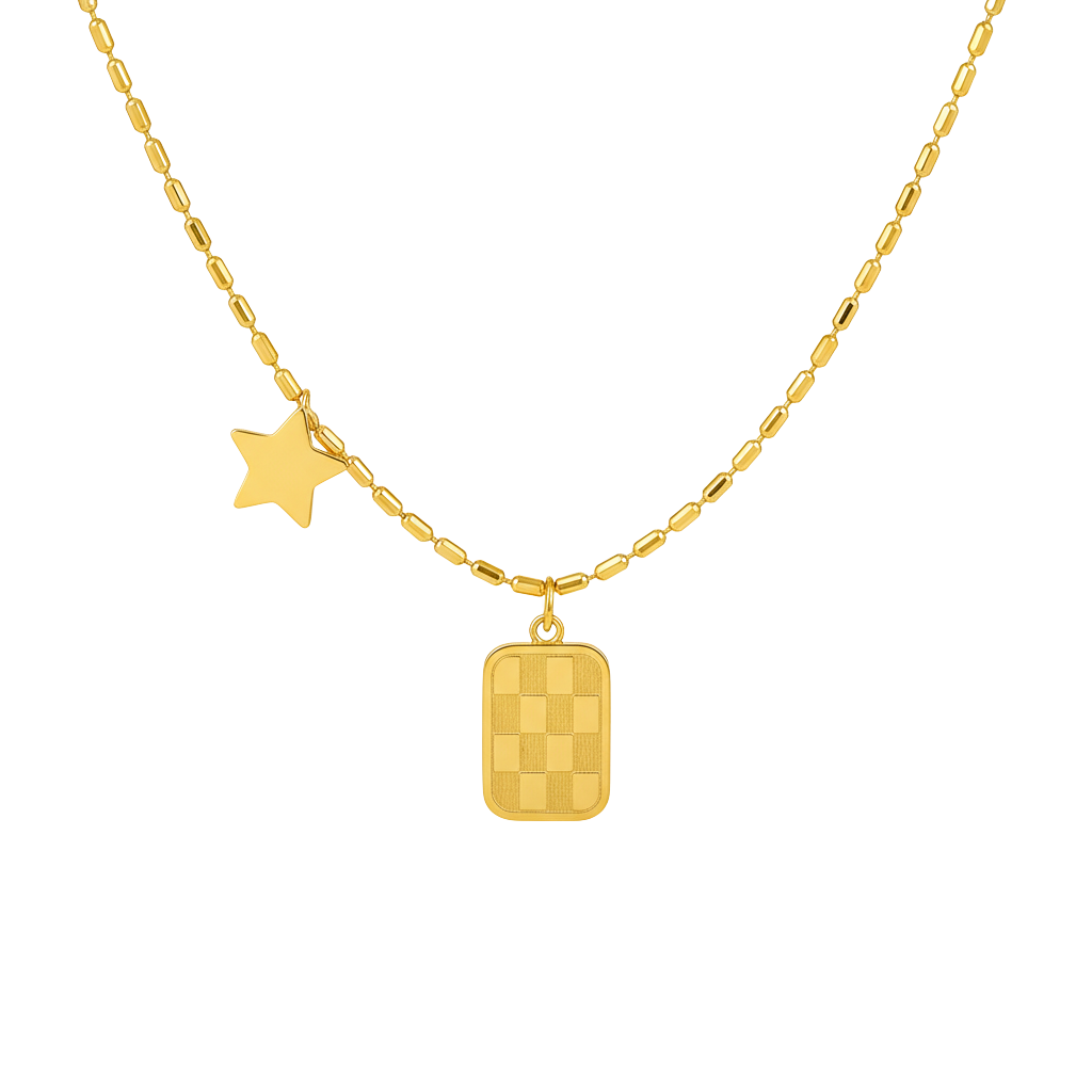 Starlit Checker Charm Necklace - Ruposhree