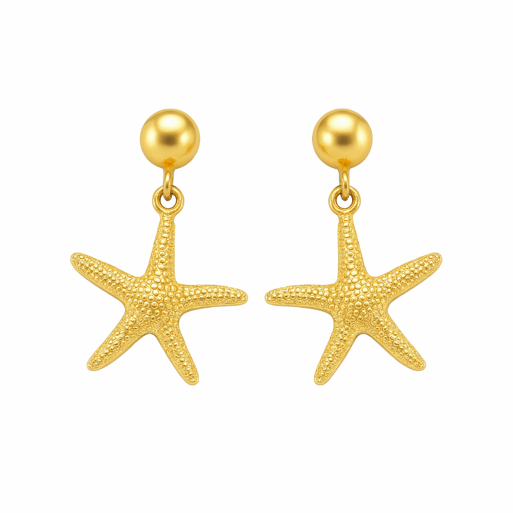 Golden Starfish Drop Earrings - Ruposhree