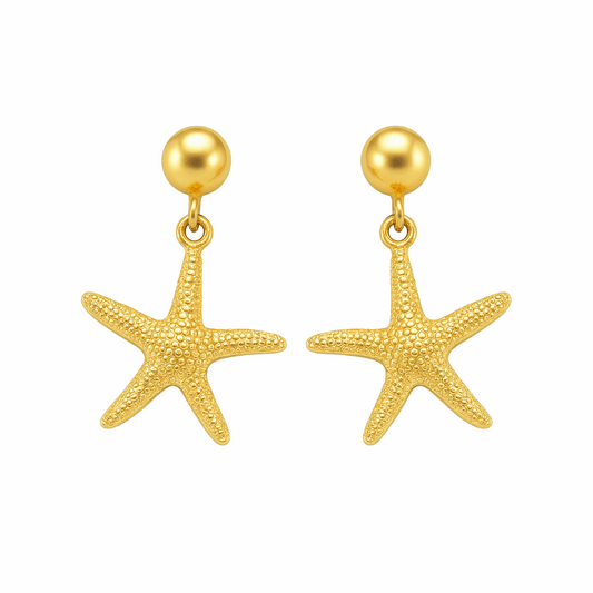 Golden Starfish Drop Earrings - Ruposhree