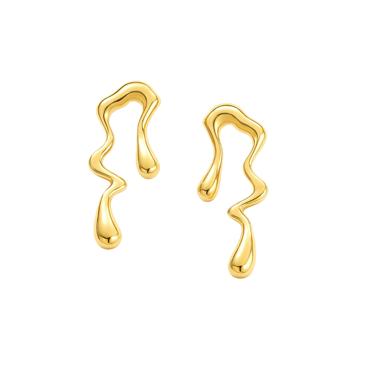 Liquid Flow Gold Earrings - Ruposhree
