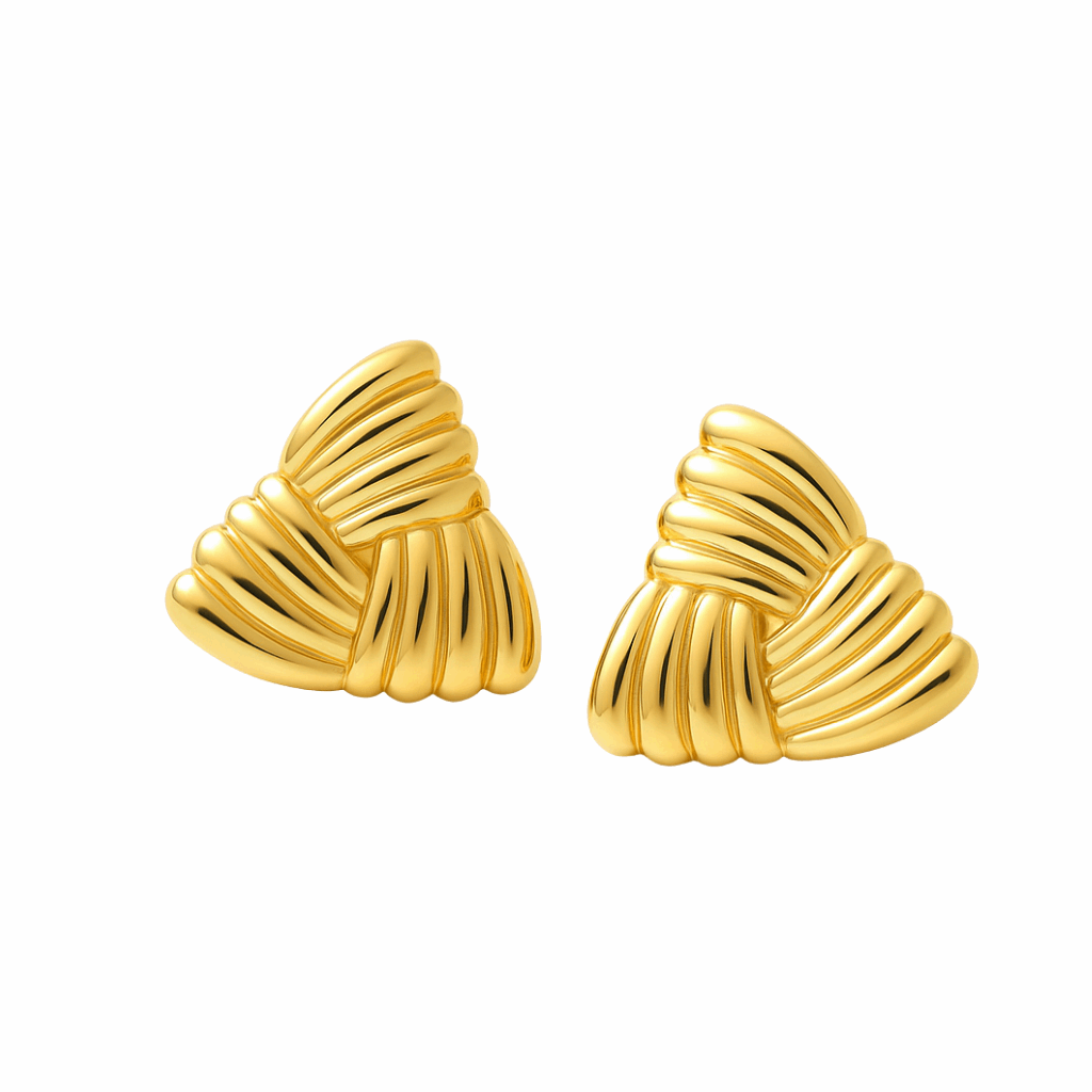 Golden Shell Curve Studs - Ruposhree