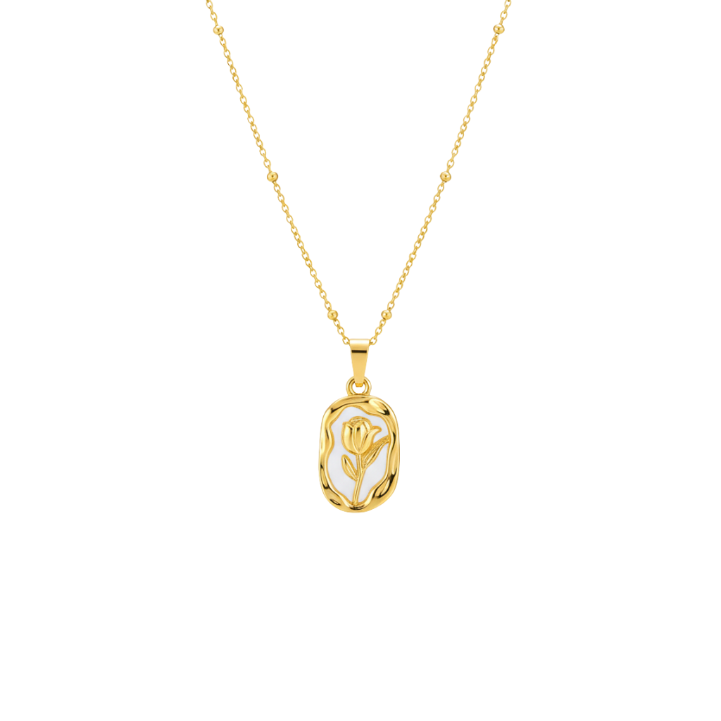 Golden Petal Emblem Necklace - Ruposhree