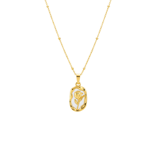 Golden Petal Emblem Necklace - Ruposhree