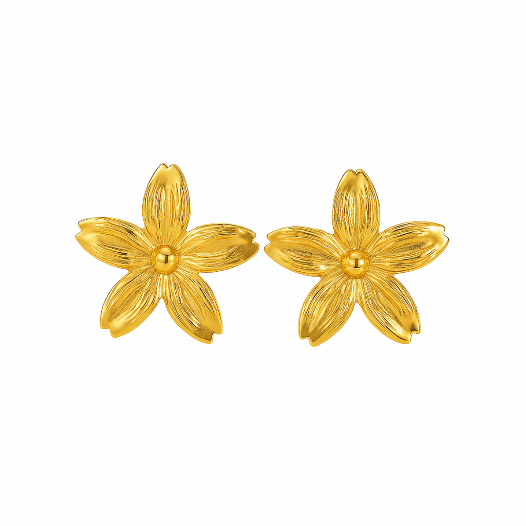 Golden Blossom Stud Earrings - Ruposhree