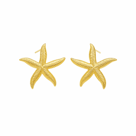Golden Starfish Stud Earrings - Ruposhree