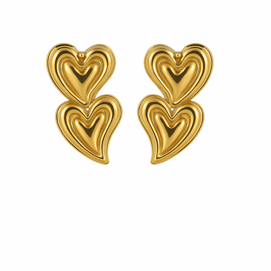 Double Heart Drop Earrings - Ruposhree