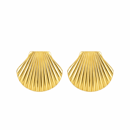 Golden Seashell Stud Earrings - Ruposhree