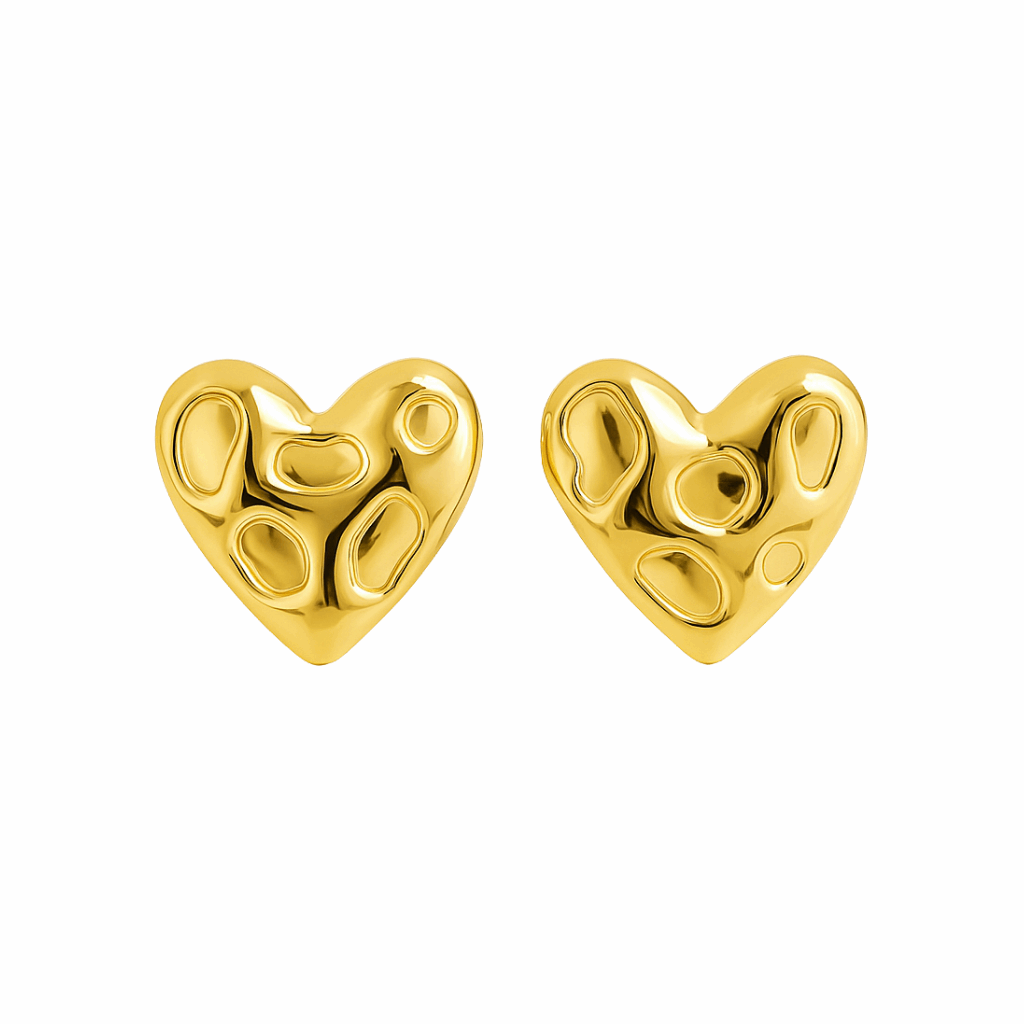 Molten Heart Gold Stud Earrings - Ruposhree