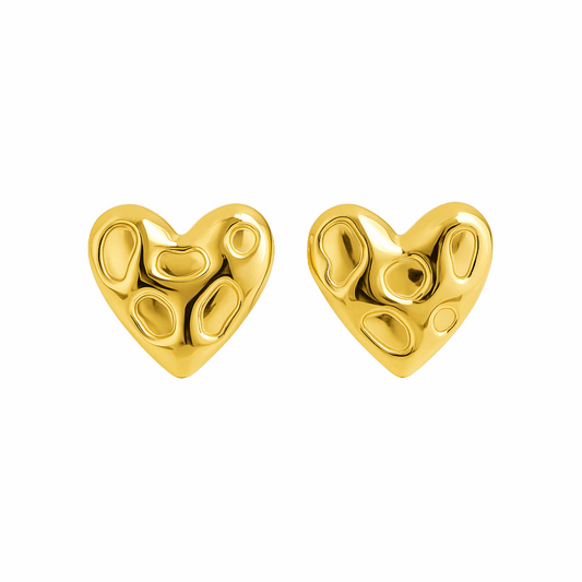 Molten Heart Gold Stud Earrings - Ruposhree
