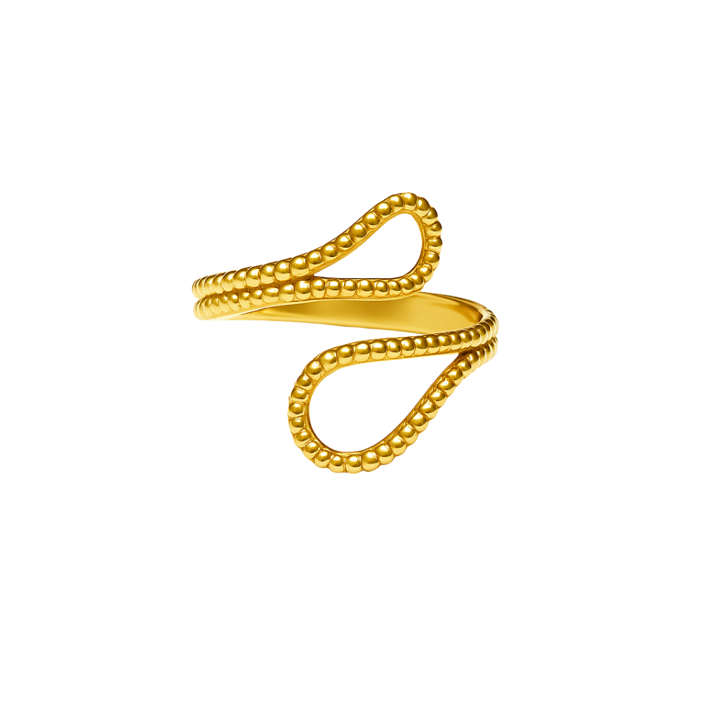 Beaded Elegance Adjustable Gold Ring