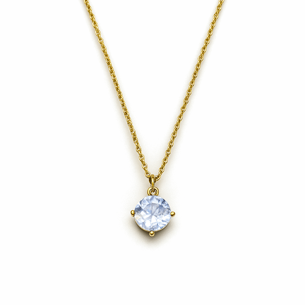 Classic Round Solitaire Pendant Necklace – Timeless Sparkle ✨