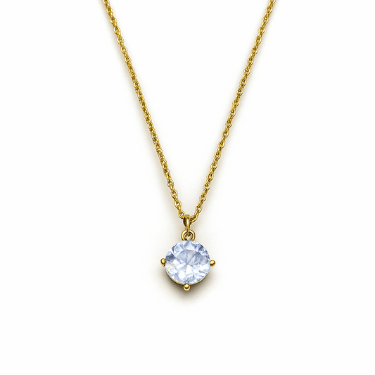 Classic Round Solitaire Pendant Necklace – Timeless Sparkle ✨