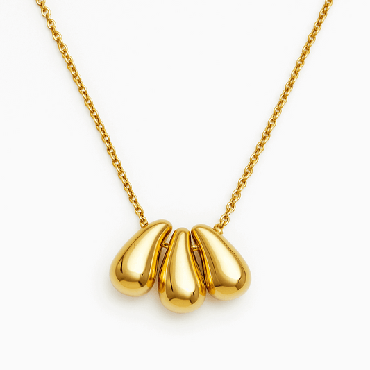 Triple Gold Droplet Pendant Necklace ✨ - Ruposhree