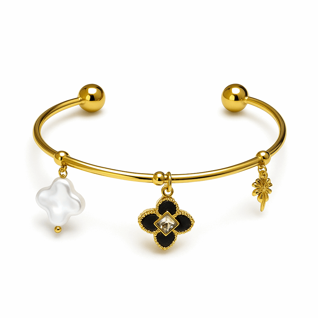 Elegant Charm Trio Gold Bracelet - Ruposhree