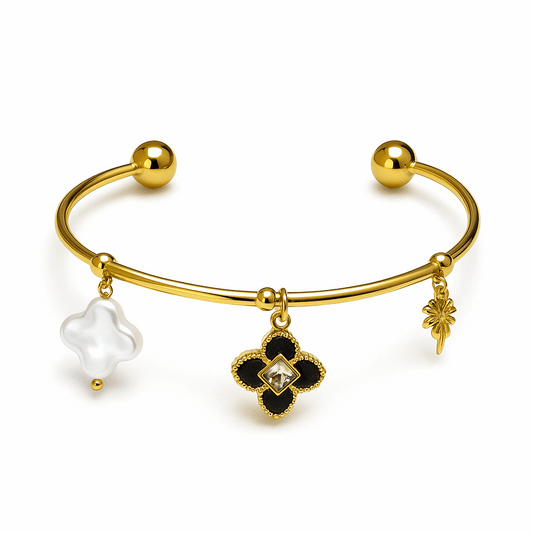 Elegant Charm Trio Gold Bracelet - Ruposhree