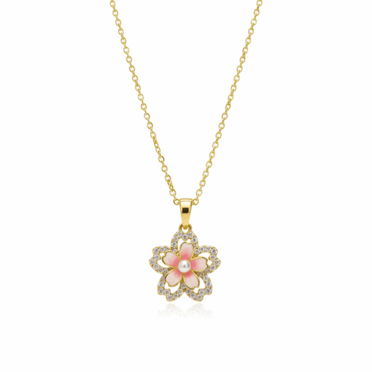 Gold Floral Pendant Necklace 🌸 - Ruposhree