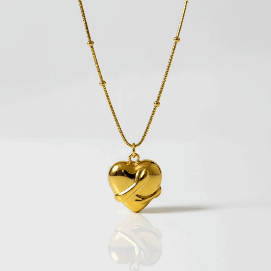 Golden Heart Locket Pendant Necklace