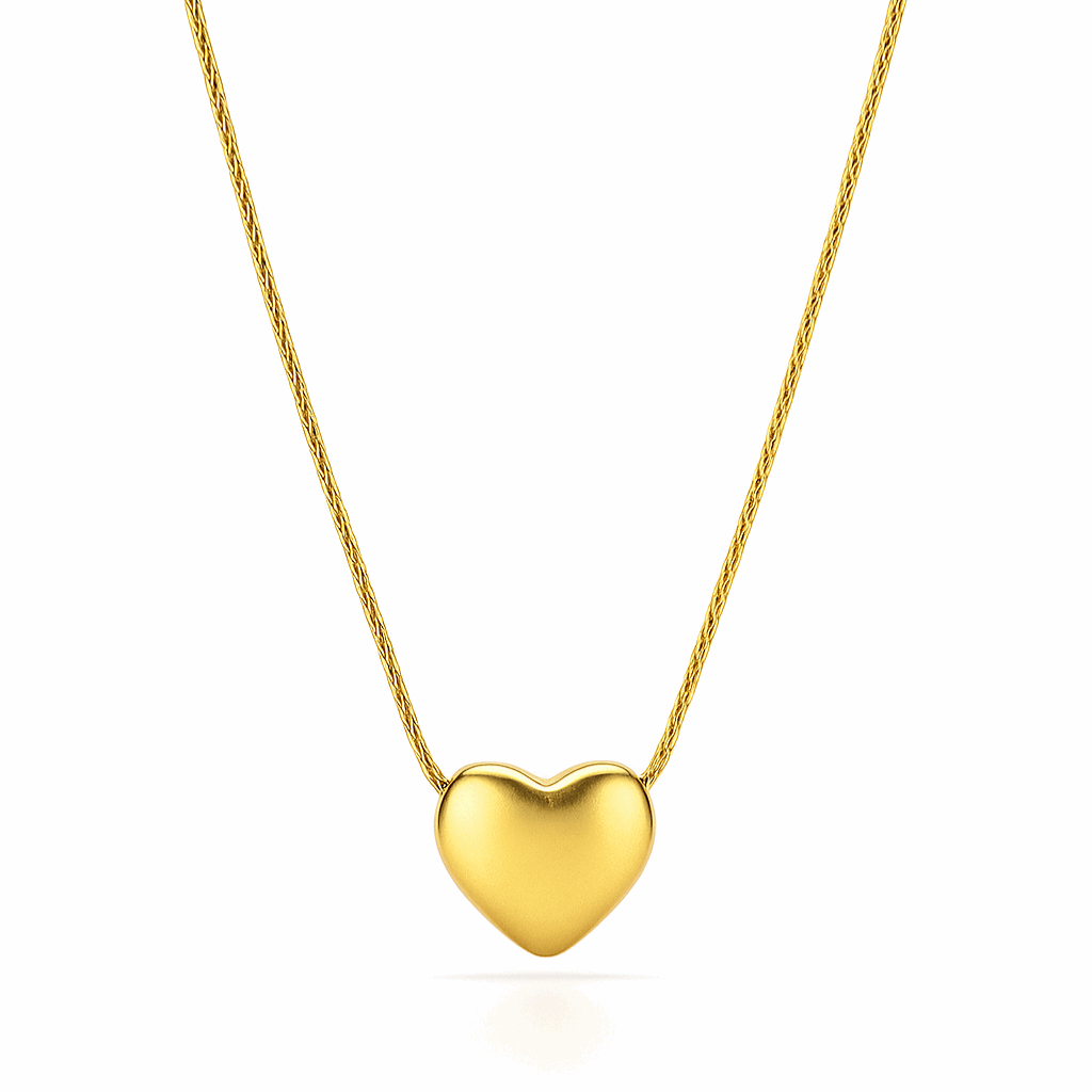 Classic Golden Heart Pendant Necklace - 18K Gold Plated