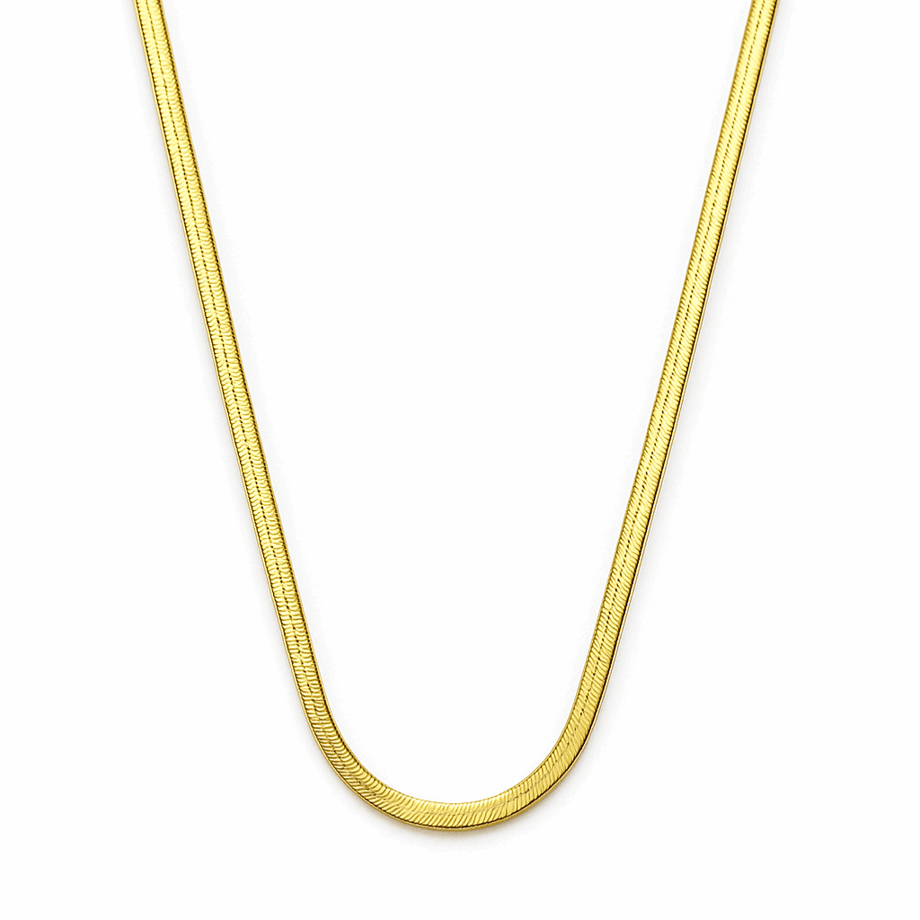 Sleek Flat Gold Chain Necklace