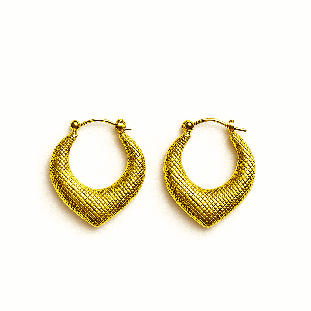 Textured Chevron Gold Hoop Earrings – Vintage Bold Vibes